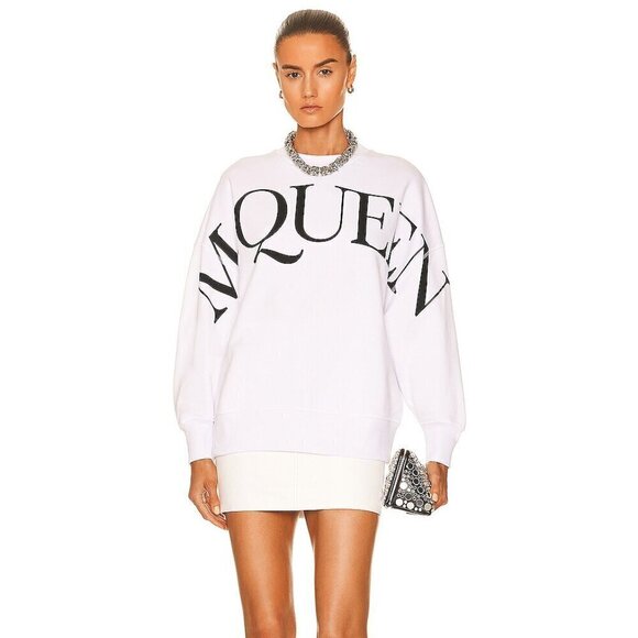 Alexander McQueen Oversized Logo Sweatshirt – White, Made in Italy, L - Picture 3 of 10